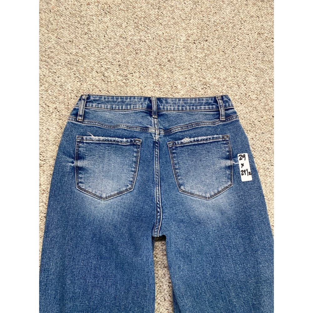 Lovervet High Rise Wide Leg Jeans relaxed Distressed Medium Wash Raw Hem 29/9 - Picture 4 of 7